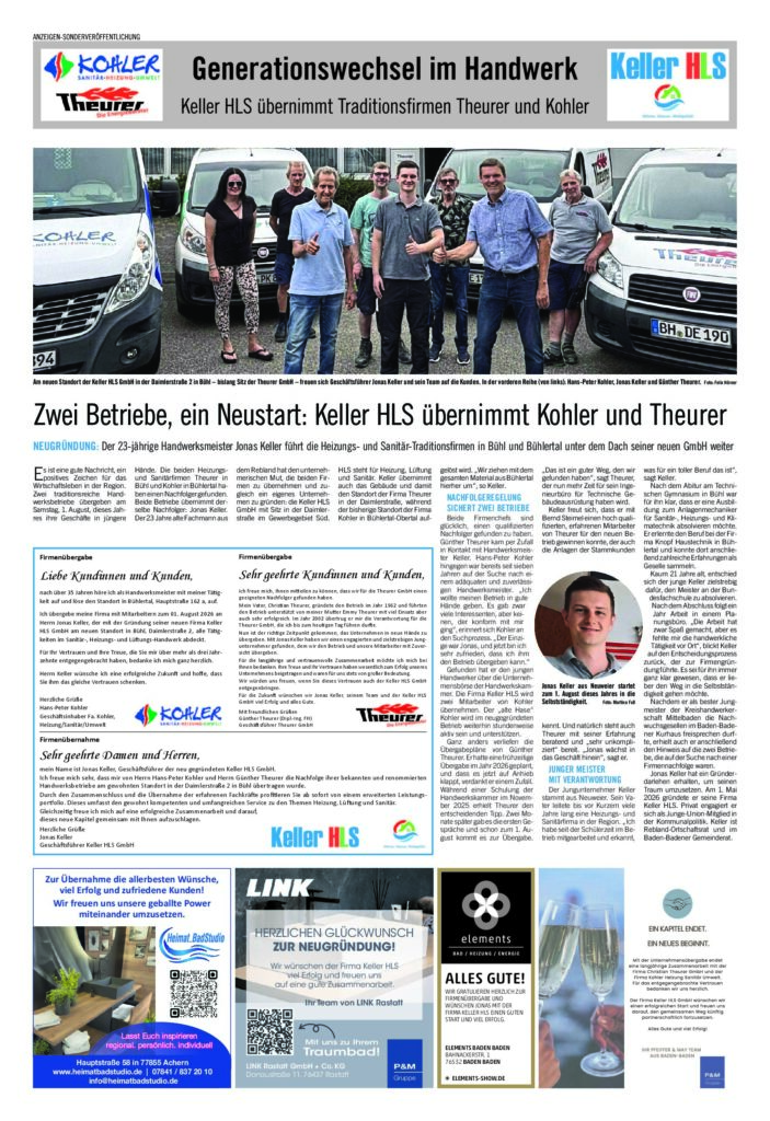 Firmenübernahme Keller HLS übernimmt die Handwerksfirmen Kohler und Theurer